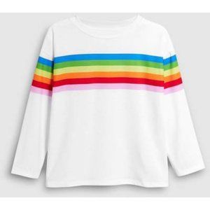 Next Girls White Rainbow Stripe Print Long Sleeve T-Shirt